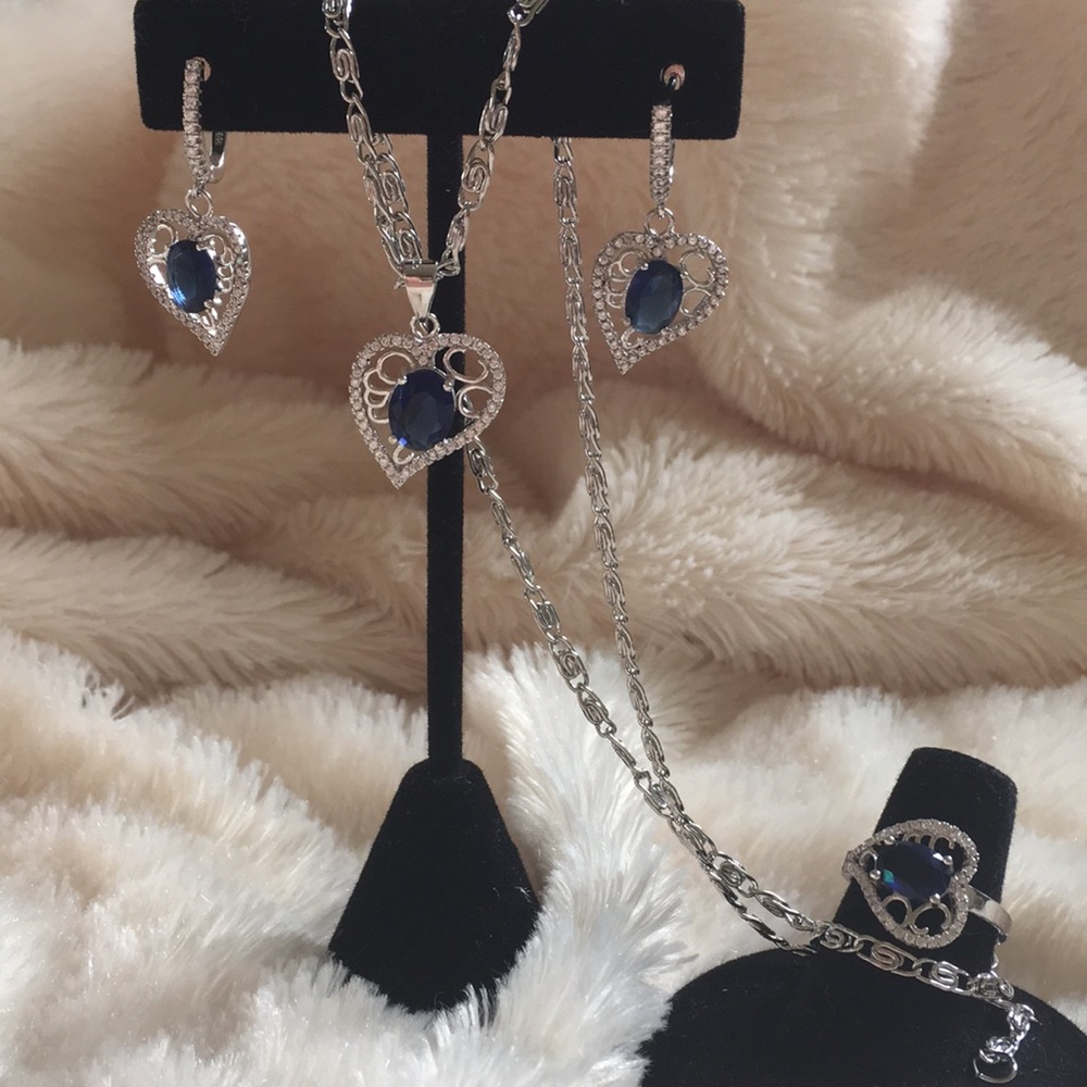 Heart Necklace set Sterling Silver